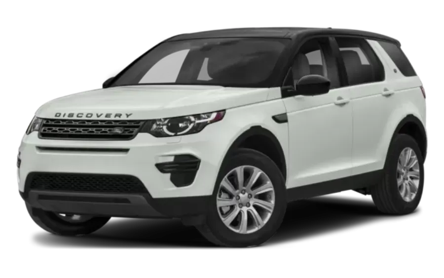 Land Rover Discovery Sport SUV in white, showcasing the model's distinctive design and features, relevant to key replacement services for Land Rover vehicles.